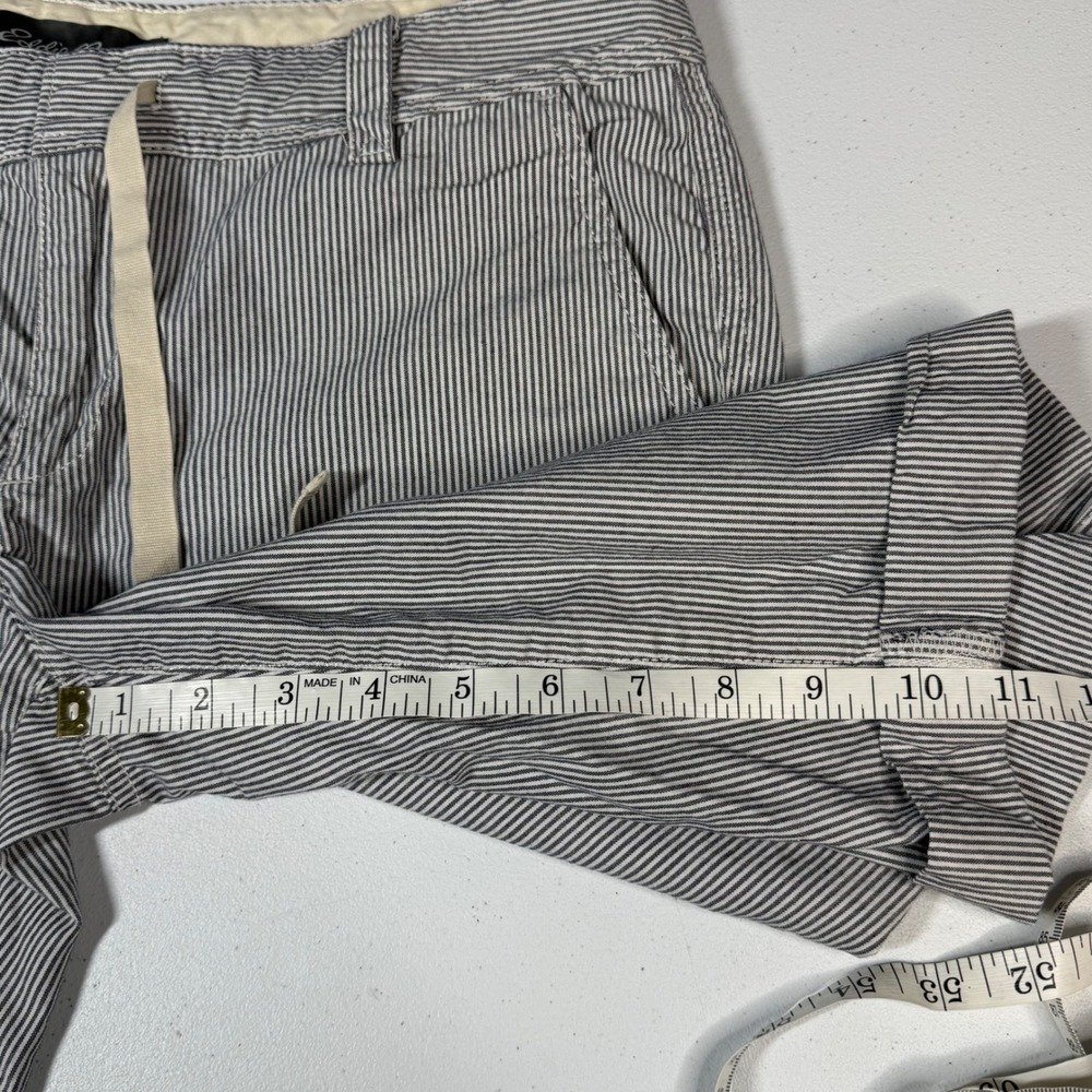 Eddie Bauer Bermuda Shorts 8 Blue White Striped Cuffed Drawstring - Picture 6 of 6